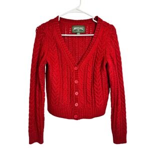 American Eagle Womens S Cable Knit Cardigan Sweater V-Neck Cropped Academia